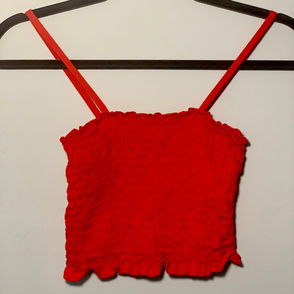 ☆adorable red scrunchie crop top☆